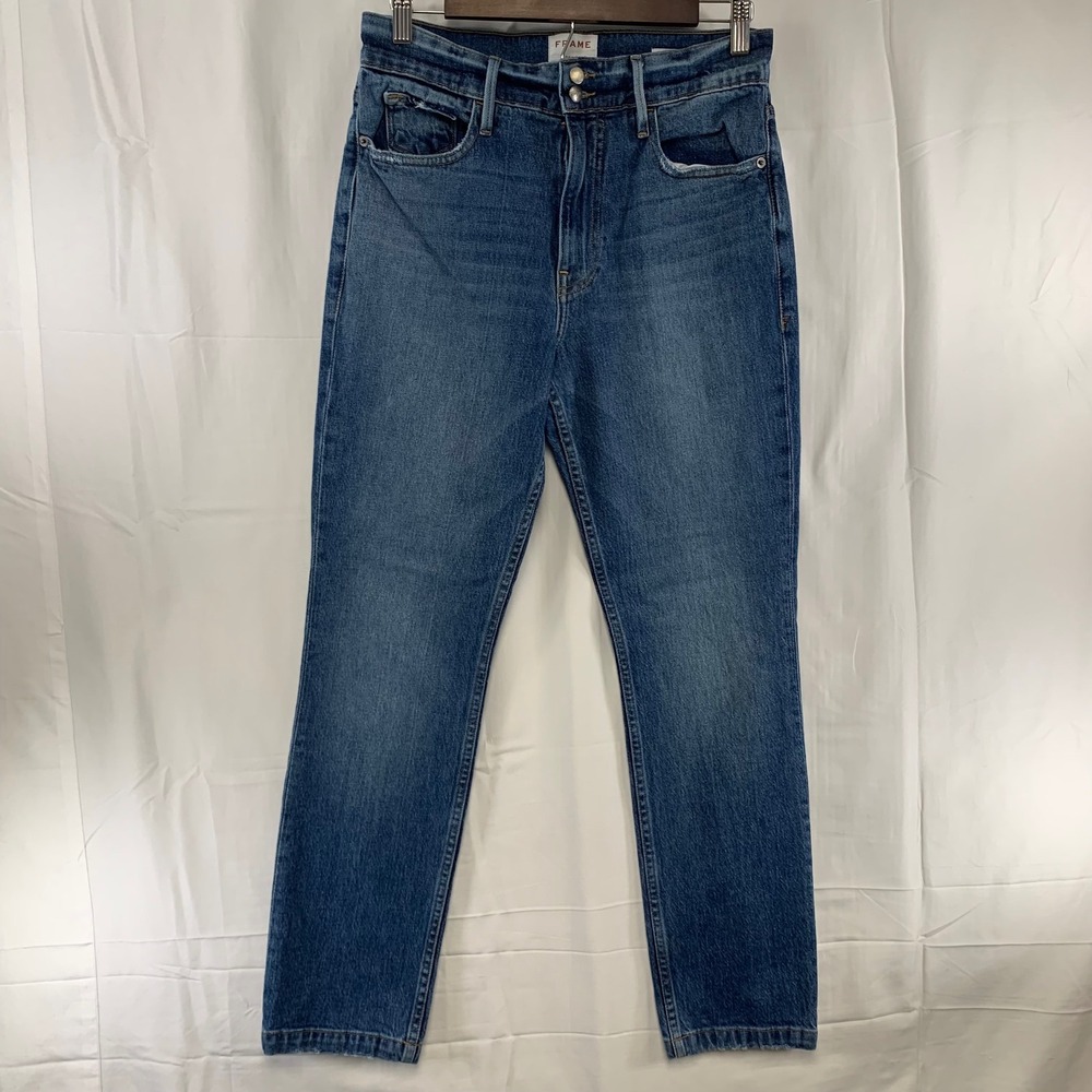 Frame Le Sylvie Slender Straight Jeans Womens 28‎ Blue Bowie High Rise Heritage
